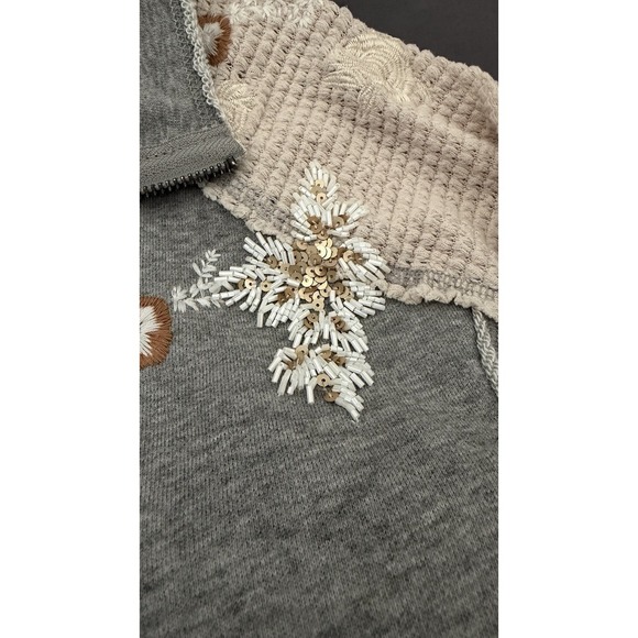 Gimmicks by BKE Pullover Sweater Womens Small Gray 1/4 Zip Beaded Shoulder Boho - Picture 9 of 12